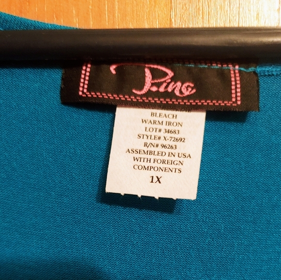 NWT P.inc Womens 1X High Low Top Blue Green - Picture 5 of 5